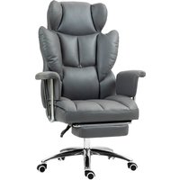 HOMCOM Bürostuhl mit Liegefunktion, ergonomisch Schreibtischstuhl, höhenverstellbar Drehstuhl mit Fußstütze, gepolstert, bis 120 kg belastbar, für Büro, Arbeits – Ansicht 1