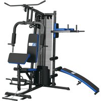 SPORTNOW Kraftstation mit 65-kg-Gewichtsstapel, Heim-Fitnessgerät mit Bauchbank, Liegestützgriffen, Dip-Station, verstellbar, für Ganzkörpertraining Aosom – Ansicht 1