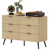 HOMCOM Kommode 6 Schubladen Schlafzimmer Kommode modernes Design mit Kippsicherung 110B x 40T x 75H cm Holzoptik Aosom – Ansicht 1