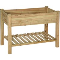 Outsunny Hochbeet mit Ablage aus Holz, aufgeständertes Pflanzbeet auf Beinen, Ablauflöcher, für Pflanzen, Blumen, Gemüse, 113 x 56 x 84 cm, grün Aosom – Ansicht 1