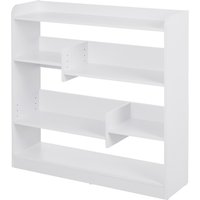 HOMCOM Bücherregal Regal Aufbewahrungsmöbel dim. 90L x 24B x 91H cm 4 Ebenen 3 Rückwandpaneele Spanplatten Weiß Aosom – Ansicht 1
