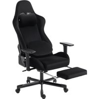 HOMCOM Ergonomischer Massage-Gaming-Stuhl mit beheizbarem Lendenkissen, neigbarer Gaming-Sessel, 4D-Armlehnen, drehbarer Bürostuhl mit Leinenbezug, abnehmbare K – Ansicht 1