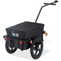 HOMCOM Fahrradanhänger Lastenanhänger für Fahrrad 40 kg Belastbarkeit Transportanhänger Handwagen Stahl Oxford-Gewebe Schwarz 144 x 59 x 80 cm Aosom – Ansicht 1