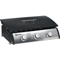 Outsunny Gasgrill, Tischgrill BBQ mit 3 Brennern, Tischgasgrill mit Schlauch, Deckel, Campinggrill für Garten, Edelstahl, Metall, Schwarz, 63 x 47 x 25 cm Aosom – Ansicht 1
