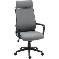 HOMCOM Bürostuhl, Ergonomischer Schreibtischstuhl mit Armlehne, Kopfstütze, Höhenverstellbarer Drehstuhl mit Wippfunktion, Computerstuhl mit Kunstwolle-Optik, D – Ansicht 1