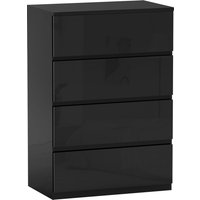 HOMCOM Kommode mit 4 Schubladen aus Holz, moderne und vielseitige Schlafzimmerkommode, 55x34x80 cm, Schwarz Aosom – Ansicht 1