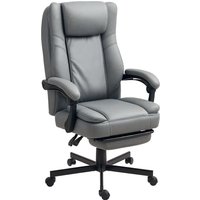 HOMCOM Bürostuhl mit Massagefunktion, Ergonomischer Schreibtischstuhl mit Liegefunktion, Höhenverstellbarer Drehstuhl mit Fußstütze, Grau Aosom – Ansicht 1