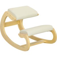 HOMCOM Kniestuhl Ergonomisch, Kniestuhl aus Holz, Bürostuhl für Homeoffice, Gesundheitsstuhl zur Verbesserung der Körperhaltung, Creme Aosom – Ansicht 1
