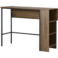 HOMCOM Bartisch mit Stauraum Bistrot Insel mit klappbarer Seitenplatte und 3 Regalen - 120 x 76 x 91,4 cm braun Aosom – Ansicht 1