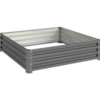 Outsunny Hochbeet, Blumenkasten, Gemüsebeet, Pflanzkasten, Kräuterbeet für Garten, Terrasse, Balkon, Stahl, Hellgrau, 120 x 120 x 30 cm Aosom – Ansicht 1