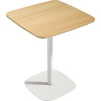 HOMCOM Kleiner Esstisch, quadratischer Küchentisch für 2 Personen, quadratische Stahlbasis, für kleine Räume, Wohnzimmer, 60x60x75 cm, Naturholz und Weiß Aosom – Ansicht 1