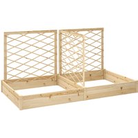 Outsunny Jardinière mit 3 anpassbaren Gittern, erhöhtes Gartenbeet, Außenblumenkasten aus Holz für Balkon Terrasse Patio, 222 x 114 x 109 cm, Naturholz Aosom – Ansicht 1
