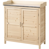 Outsunny Gartenschrank, Pflanztisch mit Unterschrank, Holz, Geräteschrank mit 2 Einlegeböden, Geräteschuppen, Garten Schuppen, Natur Aosom – Ansicht 1