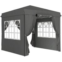 Outsunny Pavillon 2,5x2,5m, wasserabweisend Stabil Winterfest Pop-up Faltpavillon, UV Schutz 50+, Faltbar Partyzelt Gartenzelt mit 4 Seitenteilen Tasche Gartenp – Ansicht 1