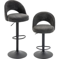 HOMCOM Barhocker 2er Set Drehbar Barstuhl mit Rückenlehne, Höhenverstellbar Küchenstühle mit Fußstütze, Chenille-Optik, Tresenhocker für Küche, Wohnzimmer, Essz – Ansicht 1