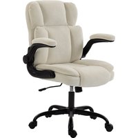 HOMCOM Ergonomischer Bürostuhl aus Chenille, klappbare Armlehnen - Bürosessel, Wippfunktion, höhenverstellbar, ohrenförmige Rückenlehne, 360° Rollen - für Wohnz – Ansicht 1
