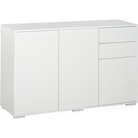 HOMCOM Sideboard Weiß Kommode mit 2 Schubladen & 3 Türen, Mehrzweckschrank, Aktenschrank, 117x36x74cm Aosom – Ansicht 1