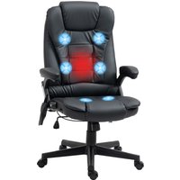 HOMCOM Bürostuhl Chefsessel Drehstuhl mit Massagefunktion, hohe Rückenlehne, Kunstleder, für Büro & Home Office, Schwarz Aosom – Ansicht 1