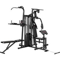 SPORTNOW Kraftstation Fitnessstation mit Latzug Butterflystange 69kg Gewichten, Seil, verstellbar Bank, Multifunktion Multistation bis zu 120kg belastbar Fitnes – Ansicht 1