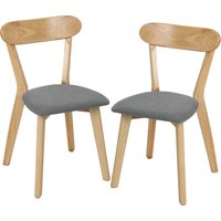 HOMCOM 2er-Set Esszimmerstühle, Küchenstühle, gepolsterte Sitzfläche in Leinenoptik, geschwungene Rückenlehne, Hevea-Holzbeine, moderner Mid-Century-Stil, für W – Ansicht 1