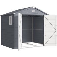 Outsunny Gerätehaus 4,1m³, Gartenhaus mit Pultdach, 240 x 190 x 180/228 cm, Geräteschuppen mit Abschließbar Tür, Fenster, Fahrradgarage, Gartenschrank aus Alumi – Ansicht 1