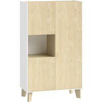 HOMCOM Sideboard, Aufbewahrungsmöbel mit 6 Fächern und Soft-Close-Türen, modernes Design, Sideboard für Esszimmer und Küche, 80 x 40 x 135 cm, weiß und Naturhol – Ansicht 1