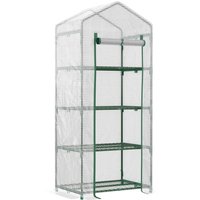Outsunny Folien Gewächshaus Treibhaus in Weiß, 4 Regalfächer, Tomatenhaus, 70x50x160cm Aosom – Ansicht 1