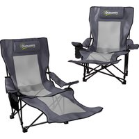 Outsunny 2er Set Campingstuhl faltbar Angelstuhl mit verstellbarer Rückenlehne Fußablage Getränkehalter Kopfstütze Gartenstuhl bis 120 kg Liegestuhl für Erwachs – Ansicht 1