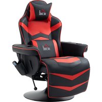HOMCOM Gamingsessel mit Massagefunktion, ergonomischer Gaming Stuhl, Kunstleder, rot Aosom.de – Ansicht 1