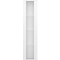Multifunktionale Vitrine mit Glastrennwand, LED-Farbwechsellicht, 40x29x170 cm, Weiß – Ansicht 1