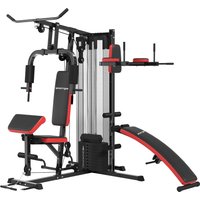 SPORTNOW Multi-Gym-Station mit 65 kg Gewichtsstapel, Kraftgerät mit Bauchbank, Liegestützgriff, Dip-Station, verstellbar, für Ganzkörpertraining Aosom – Ansicht 1