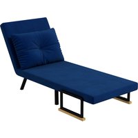 HOMCOM Schlafsofa mit 5-fach verstellbarer Rückenlehne, Faltbares Schlafsofa mit Kissen für Wohnzimmer, gepolsterter Stoff, Stahl und Holz, 63x73x81 cm, Blau Ao – Ansicht 1