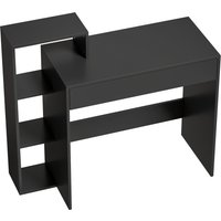 HOMCOM Schreibtisch mit Stauraum, Computertisch mit 3 Regalfächern und Schublade, Arbeitsplatz, Schreibtisch fürs Homeoffice, 100 x 40 x 90 cm, schwarz Aosom – Ansicht 1