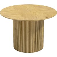 HOMCOM Runder Esstisch, Küchentisch für 4-6 Personen mit geriffelter zylindrischer Basis, Metallgestell, für Wohnzimmer, Belastung 100 kg, Ø110x75 cm, Eiche Aos – Ansicht 1