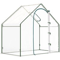 Outsunny Foliengewächshaus 1,8 x 1 x 1,68 m mit Rolltür und Fenster, Tomatenhaus aus Stahl, dunkelgrün für Garten & Pflanzen Aosom.de – Ansicht 1