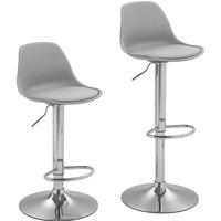 HOMCOM Barhocker 2er Set, Gepolstert Barstuhl mit Stahlgestell, Lehne, Höhenverstellbar Küchenstühle mit Fußstütze 360° Drehbar Tresenhocker für Küche, Wohnzimm
