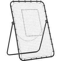 HOMCOM Fußball Rebounder Klappbares Fußballtor Kickback Rückprallwand 123x73x1785 cm 4 Verstellbare Stufen Schwarz für Training & Spaß Aosom.de – Ansicht 1