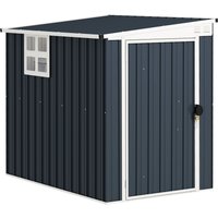 Outsunny Metall Gerätehaus 2,7m² 128x193x181cm Geräteschuppen mit Pultdach Fenster Abschließbarer Tür wetterfest Gartenhaus Outdoor Garten Schuppen für Hinterho – Ansicht 1