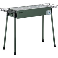 Outsunny Campinggrill Holzkohlegrill mit Grillrost, Rostfreier Stahl & verzinktem Metall, Seitenkörbe, dunkelgrün für Outdoor BBQ Aosom.de – Ansicht 1