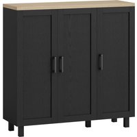HOMCOM Sideboard schmal, 3-türig, verstellbare Einlegeböden, für Küche/Flur/Wohnzimmer, Schwarz, 90 x 30 x 90 cm Aosom – Ansicht 1