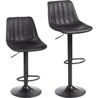 HOMCOM Barhocker 2er Set, Gepolstert Barstuhl mit Metallgestell, Lehne, Höhenverstellbar Küchenstühle mit Fußstütze, 360° Drehbar, Tresenhocker für Küche, Wohnz
