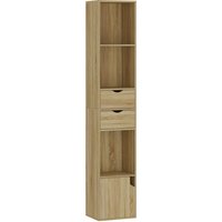 HOMCOM Regal mit 6 Fächern, schmales hohes Regal mit Schublade, Tür und offenen Regalböden, modernes Möbel für Wohnzimmer, Büro oder Schlafzimmer, 30 x 24 x 158 – Ansicht 1