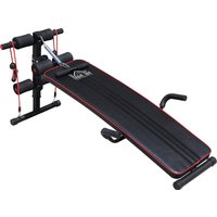 HOMCOM Bauchtrainer Trainingsbank Sit Up Bank Widerstandsbänder verstellbar bis 120kg 37,5x55,5x50-68cm Aosom – Ansicht 1