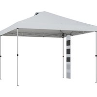 Outsunny Gartenpavillon 3 x 3 m Pop-up Faltzelt höhenverstellbar UPF50+ UV-Schutz Faltpavillon mit 5 Taschen 4 Sandsäcke Rolltasche Ein-Knopf-Montage Weiß Aosom – Ansicht 1