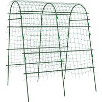 Outsunny Rankgitter Rankhilfe für Kletterpflanzen verstellbares Spalier Pflanzengitter mit Netz Pflanzengerüst für Garten Balkon Stahl grün 144 x 167 x 206 cm A – Ansicht 1