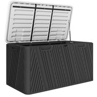 Outsunny Aufbewahrungsbank 380 L aus HDPE mit Gasfederdeckel und 2 seitlichen Griffen, wasserdichte Außenkiste, UV-Schutz, 115x60x60 cm, Schwarz und Grau Aosom – Ansicht 1