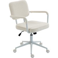 HOMCOM Schreibtischstuhl, höhenverstellbarer Bürostuhl mit Sherpa-Fleece-Optik, Drehstuhl mit Wippfunktion bis 120 kg, Schminkstuhl für Schlafzimmer, Creme Aoso – Ansicht 1