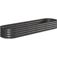 Outsunny Modulares Hochbeet aus Stahl für Gemüse, Pflanzen, Blumen, 240 x 62 x 30 cm, dunkelgrau Aosom – Ansicht 1