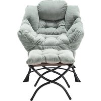Lounge-Sessel mit Hocker, Armlehnen und einer Seitentasche, Flanellbezug, 69.9x64.0x95.0 cm, Hellgrün – Ansicht 1