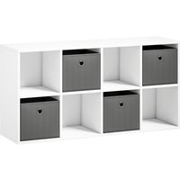 HOMCOM Bücherregal Bücherschrank mit 4 Stoff-Schubladen, Standregal mit 4 Offenen Regalen, Modern Aufbewahrungsregal Büroregal 105,9 x 30 x 53,7 cm, Weiß+Grau A – Ansicht 1